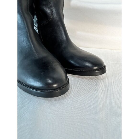 Arturo Chiang Black Riding Boots Leather Silver Button Embellished Pull On 7.5 - Picture 7 of 14